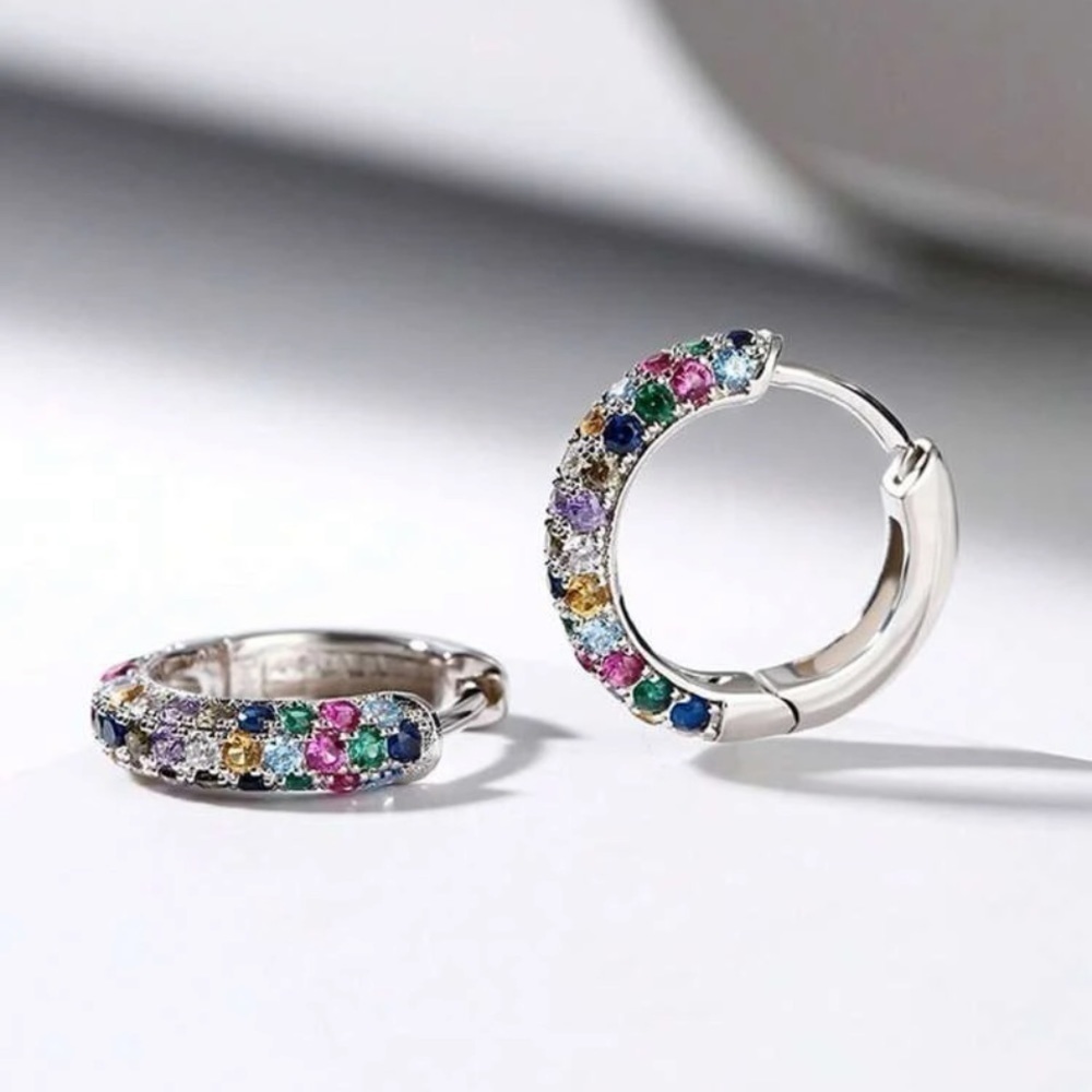 Multi Colored Rhinestone Earrings - image 5